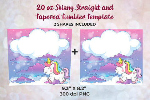 Baby Unicorn 20 oz Skinny Tumbler Wrap Sublimation Design Sublimation Sublimatiz Designs 