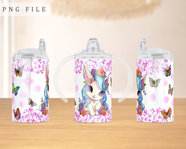 Baby Unicorn Sippy Cup Wrap, 12oz Sippy Cup Sublimation Design, Little Unicorn Sippy Cup PNG Sublimation HappyDesignStudio 