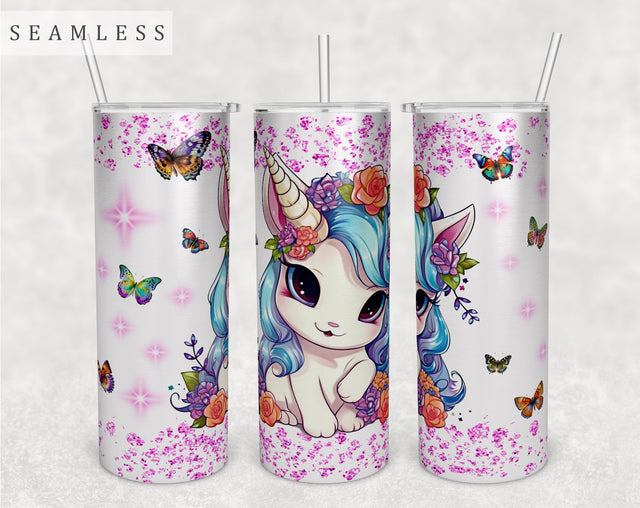 Baby Unicorn Tumbler Wrap, 20oz Skinny Tumbler Sublimation Design, Cute Unicorn Tumbler PNG Sublimation HappyDesignStudio 