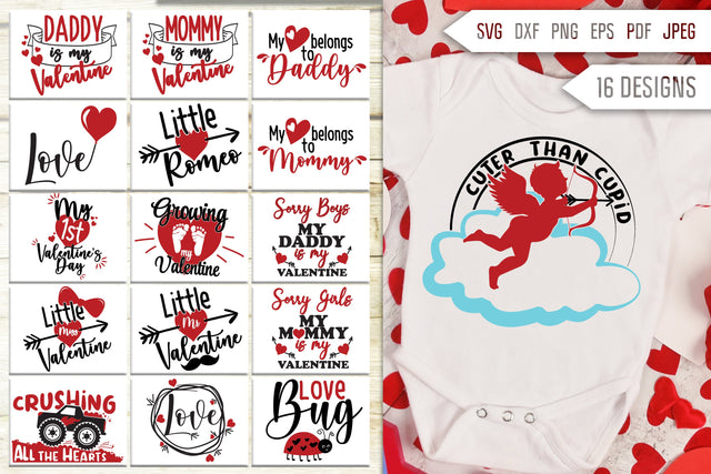 Baby Valentines Svg. Kids Valentine's Day Svg Bundle. Valentine Quotes Svg. Valentine's Bib Designs. Love Svg. Valentine's Gift dxf eps png SVG Mint And Beer Creations 