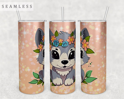Baby Wolf Tumbler Wrap, 20 Oz Skinny Tumbler Sublimation Design, Seamless Little Wolf Tumbler PNG, Wolf Cub Tumbler Wrap Sublimation HappyDesignStudio 