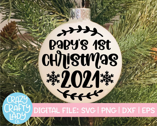Baby's 1st Christmas | Holiday Ornament Quote SVG Cut File SVG Crazy Crafty Lady Co. 
