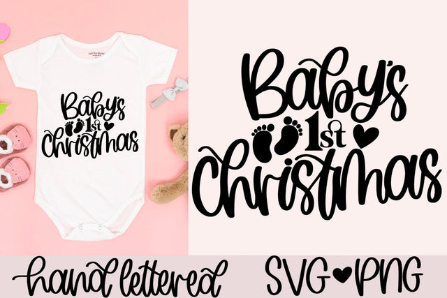 Baby's 1st christmas svg, baby christmas svg, first christmas svg, newborn christmas svg, hand lettered svg, baby christmas shirt svg SVG AnitaAlyiaLettering 