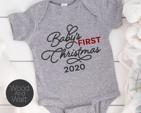 Baby's First Christmas 2020 SVG | Ornament Cut File | Baby Outfit | Holiday Design | Printable Art | Winter Stencil | Announcement Card SVG Wood And Walt 