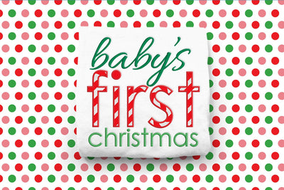 Baby's First Christmas Candy Cane Stripe Embroidery Embroidery/Applique DESIGNS Designed by Geeks 