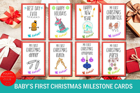 Baby's First Christmas Milestone Cards- My First Christmas SVG Happy Printables Club 
