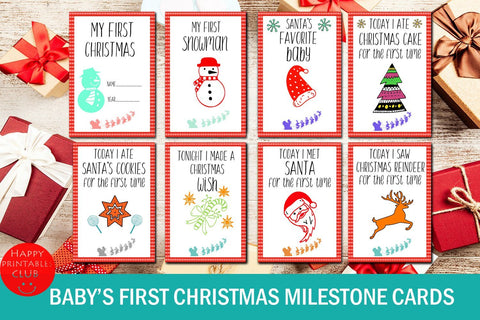 Baby's First Christmas Milestone Cards- My First Christmas SVG Happy Printables Club 