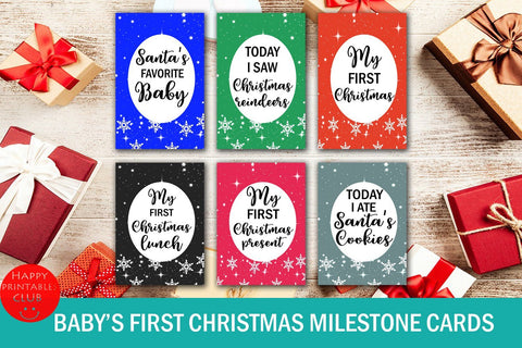 Baby's First Christmas Milestone Cards- My First Christmas SVG Happy Printables Club 