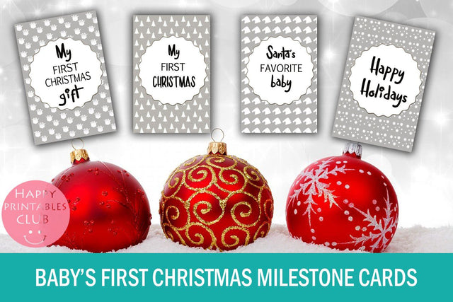 Baby's First Christmas Milestone Cards- My First Christmas SVG Happy Printables Club 