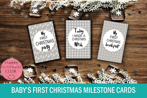 Baby's First Christmas Milestone Cards- My First Christmas SVG Happy Printables Club 
