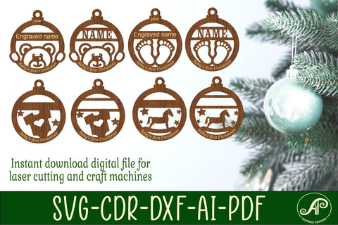 Name Christmas Ornaments - laser cut file, SVG DXF plans