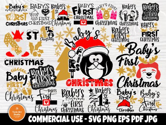 Baby's First Christmas SVG Bundle, Svg Cut Files SVG TonisArtStudio 
