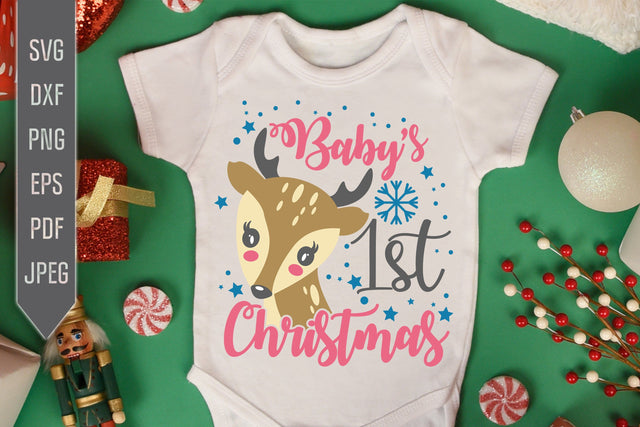 Baby's First Christmas Svg. Christmas Baby Bib Svg. SVG Mint And Beer Creations 