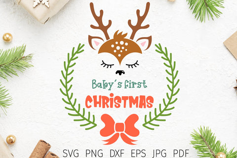 Baby's first christmas svg ornament. My First christmas design. SVG Digital Rainbow Shop 