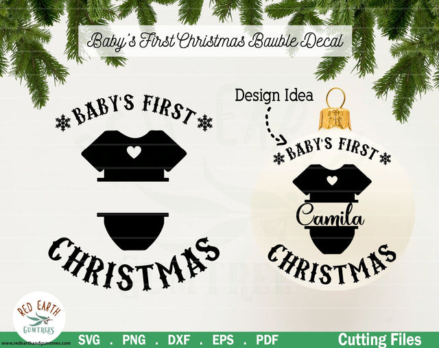 Babys first tree bauble Christmas decal SVG,PNG,DXF,EPS,PDF SVG Redearth and gumtrees 
