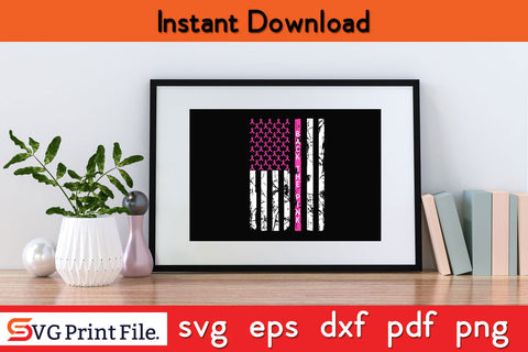 Back The Pink Ribbon American Flag Breast Cancer Awareness SVG PNG Cutting File SVG SVG Print File 