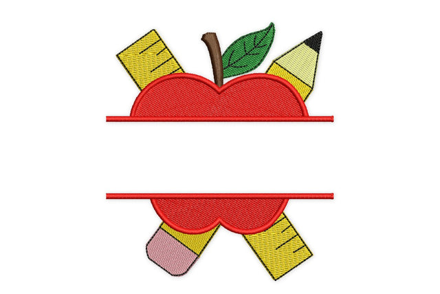 Back to School Apple and Ruler Embroidery Design. Machine embroidery design Embroidery/Applique DESIGNS NextEmbroidery 