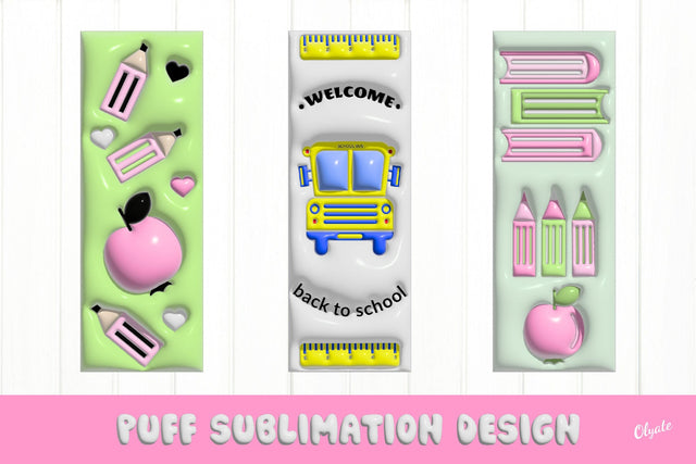 Back to School Bookmarks. 3D Inflated Design Sublimation Olga Terlyanskaya 