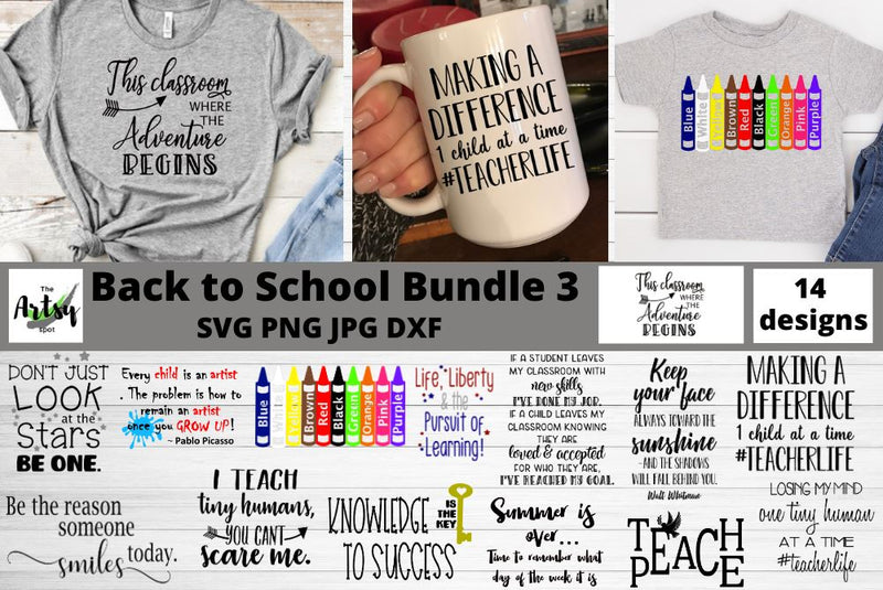 Back to School bundle, teacher quotes svg, school quotes bundle SVG The Artsy Spot 