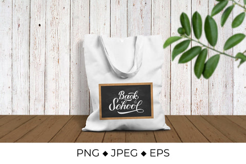 Back to school calligraphy hand lettering on chalkboard Sublimation LaBelezoka 