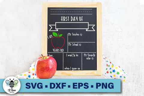 Back to School Chalkboard Sign SVG | First Day of School SVG SVG B Renee Design 
