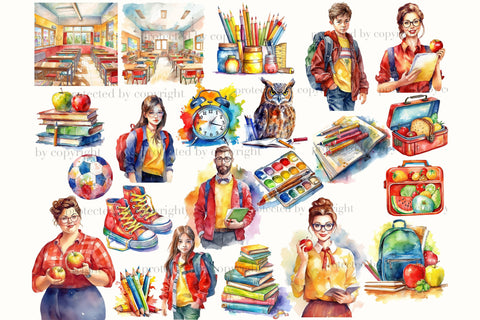 Back To School Clipart | Elementary Illustration PNG SVG GlamArtZhanna 