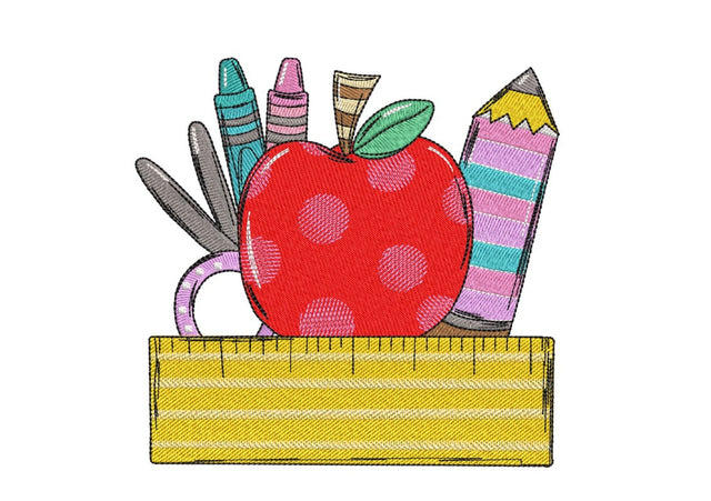 Back To School Embroidery Design, School Apple Embroidery, Teach Love Inspire, Retro School Embroidery Design, 4 sizes, Instant download Embroidery/Applique DESIGNS Nino Nadaraia 
