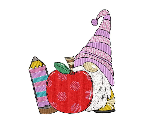 Back To School Gnome Embroidery Design, 4 sizes, Instant Download Embroidery/Applique DESIGNS Nino Nadaraia 