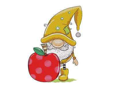 Back To School Gnome Embroidery Design, Gift For Teacher Embroidery File, 4 sizes, Instant Download Embroidery/Applique DESIGNS Nino Nadaraia 