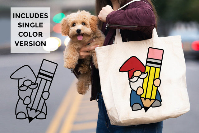 Back to School Gnome with Pencil SVG SVG Risa Rocks It 