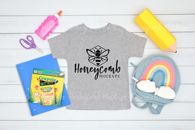 Back To School Kids Mockup, Bella Canvas 3001T Athletic Heather Mockup, Toddler Girl Mockup, School Mockup Mock Up Photo Honeycomb Mockups 