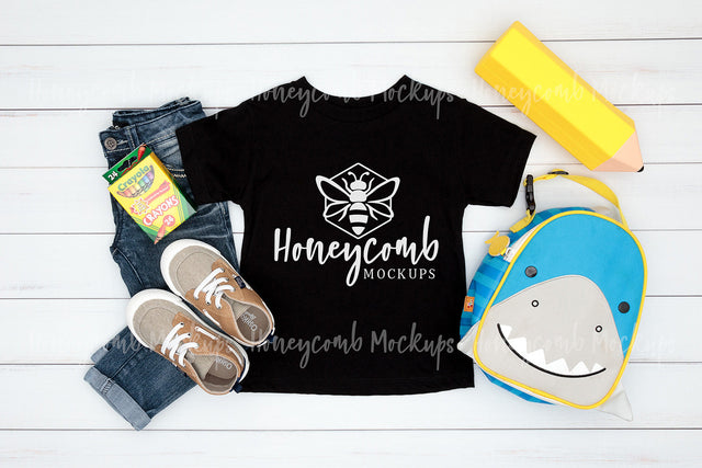 Back to School Kids Mockup, Bella Canvas 3001T Black Mockup, Toddler Boy Mockup, School Mockup Mock Up Photo Honeycomb Mockups 