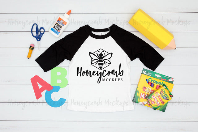 Back to School Kids Mockup, Bella Canvas 3200T Toddler Baseball Tee, School Mockup, Kids Raglan Mockup Mock Up Photo Honeycomb Mockups 