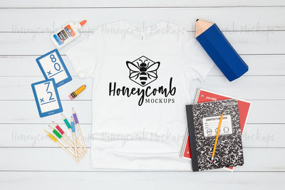 Back to School Kids Mockup, Bella Canvas White 3001Y Mockup, School Mockup, Kids White Shirt Mockup Mock Up Photo Honeycomb Mockups 