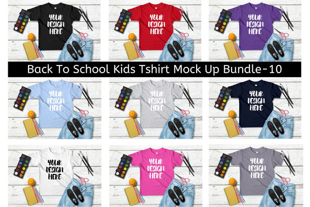 Back To School Kids T shirt Mock Up Bundle - 10 Mock Up Photo MockupSvgVenue 