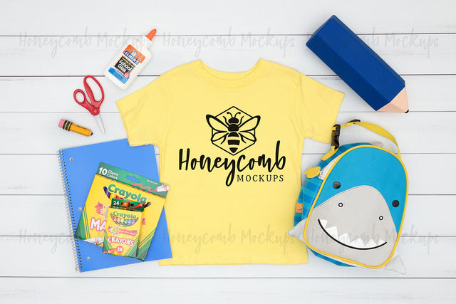 Back to School Mockup, Bella Canvas 3001T Yellow Mockup, Toddler Boy Mockup, School Mockup Mock Up Photo Honeycomb Mockups 