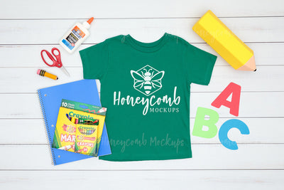 Back To School Mockup, Bella Canvas Kelly 3001T Mockup, Toddler Green T-Shirt Mockup, School Mockup Mock Up Photo Honeycomb Mockups 