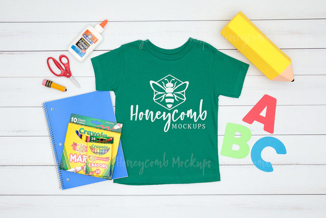 Back To School Mockup, Bella Canvas Kelly 3001T Mockup, Toddler Green T-Shirt Mockup, School Mockup Mock Up Photo Honeycomb Mockups 