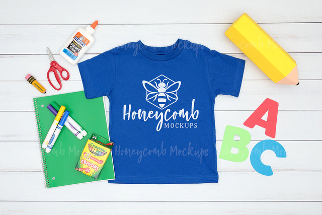 Back To School Mockup, Bella Canvas True Royal 3001T Mockup, Toddler Mockup, School Mockup Mock Up Photo Honeycomb Mockups 