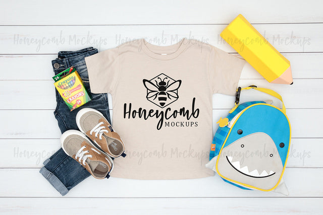 Back To School Mockup, Heather Dust 3001T Mockup, Bella Canvas Mockup, Toddler Boy Mockup, School Mockup Mock Up Photo Honeycomb Mockups 