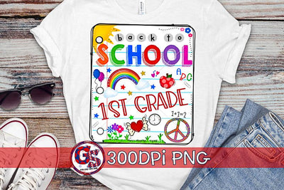 Back To School Notebook 1st Grade PNG for Sublimation Sublimation Greedy Stitches 