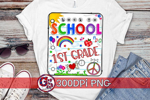 Back To School Notebook 1st Grade PNG for Sublimation Sublimation Greedy Stitches 