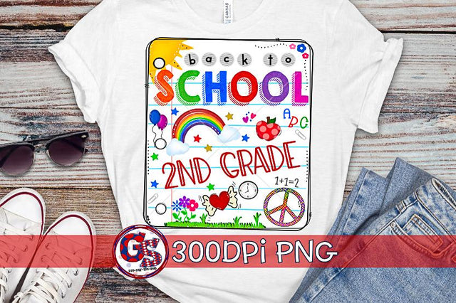Back To School Notebook 2nd Grade PNG for Sublimation Sublimation Greedy Stitches 
