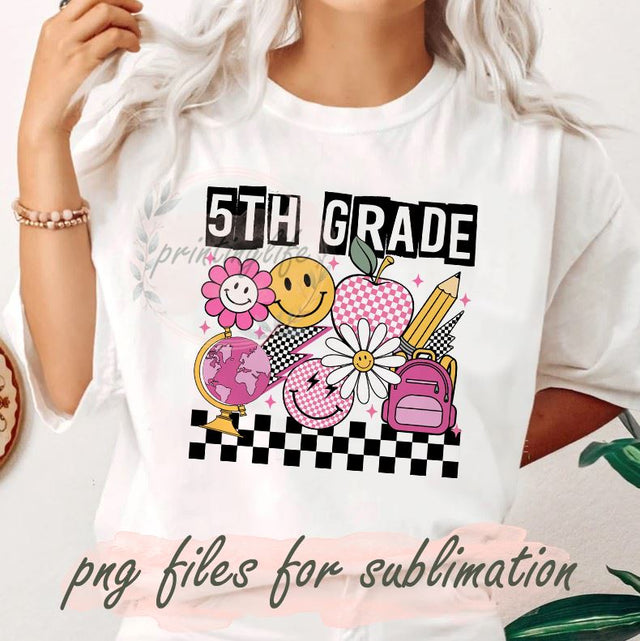 Back To School PNG, Retro Back To School Png, School Grade png, School Kids, 5th Grade Png Sublimation, First Day of School Digital Download Sublimation PrintingLife 