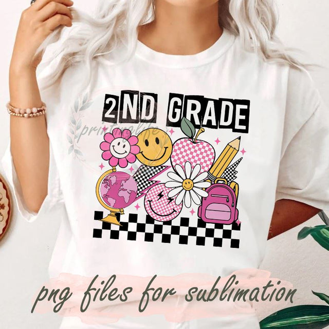 Back To School PNG, Retro Back To School Png, School Grade Png, School Kids Png, 2nd Grade Png Sublimation, First Day of School Digital Download Sublimation PrintingLife 