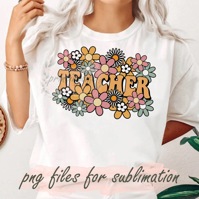Back to School png, Retro Teacher png for Shirts, Teacher Gift, Hello First Day, Sublimation for Teacher shirts Download Sublimation PrintingLife 