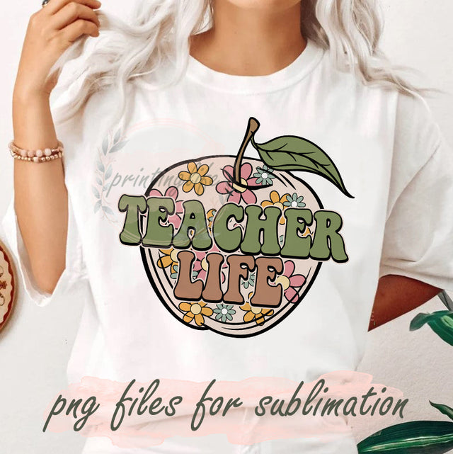 Back to School png, Retro Teacher png for Shirts, Teacher Gift, Hello First Day, Sublimation for Teacher shirts Download Sublimation PrintingLife 