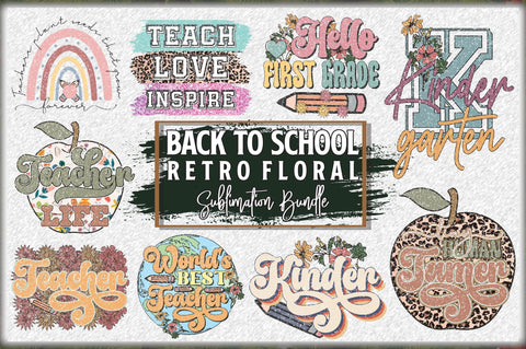 Back to School Retro Floral Bundle Sublimation Jagonath Roy 
