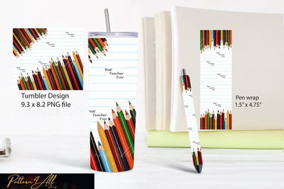 Back to School Skinny Tumbler Template,Crayon Paper Teacher Sublimation,Classroom Tumbler Design,Add your own text,Best Teacher Ever tumbler Sublimation ArtStudio 