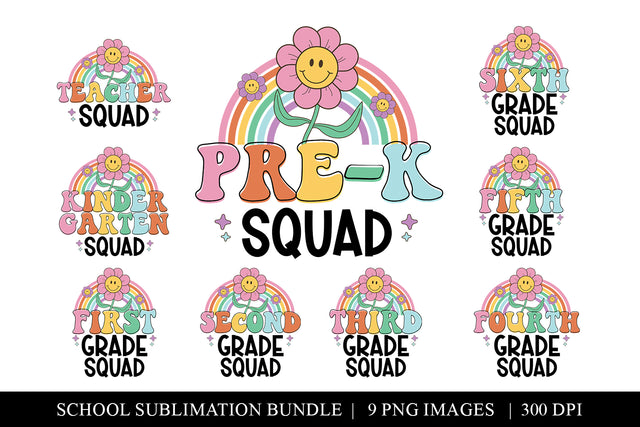 Back to School Squad Bundle, Pre-K to 6th Grade Sublimation BijouBay 